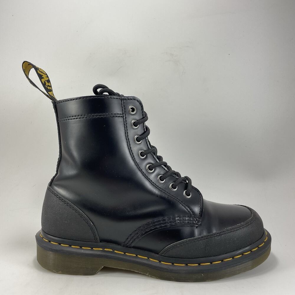 Dr. Doc Martens 1460 Guard Panel Combat Boot Womens Size 8 Lace Up Black Leather